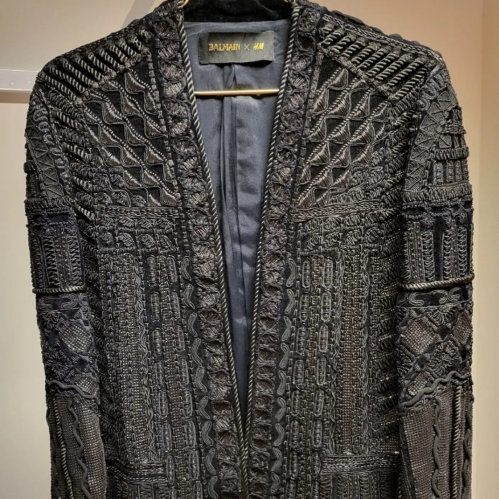 Authentic Balmain x H&M Embroidered Jacket US 34R - Picture 4 of 10
